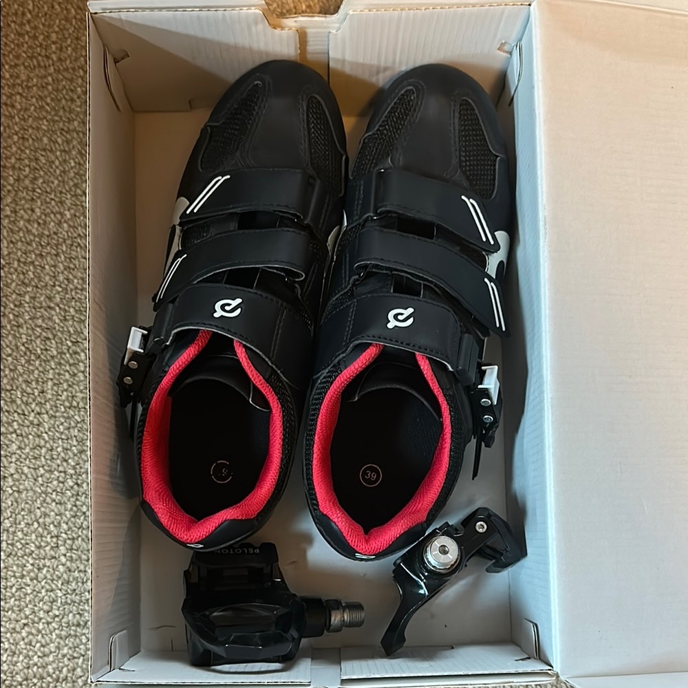 Peloton Black and Red Cycling Shoes